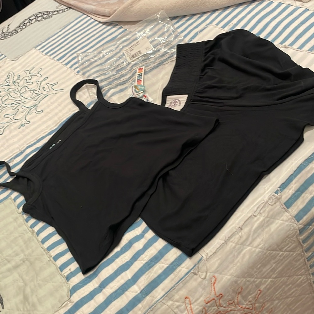 NWT Alice+Olivia Laila boxer PJ 2 piece set XXL Black